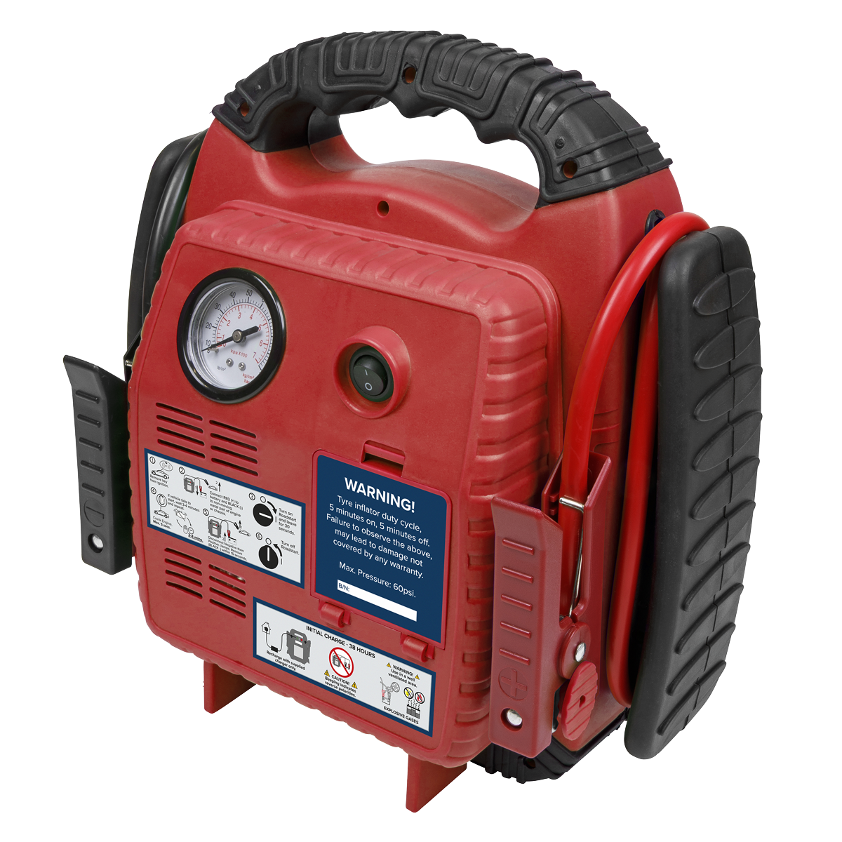 RoadStart® 12V Emergency Jump Starter with Air Compressor 900 Peak Amps