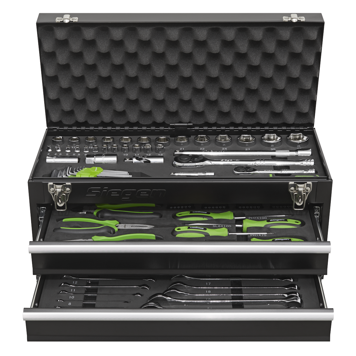 Siegen Portable Tool Chest 2 Drawer with Tool Kit 90pc