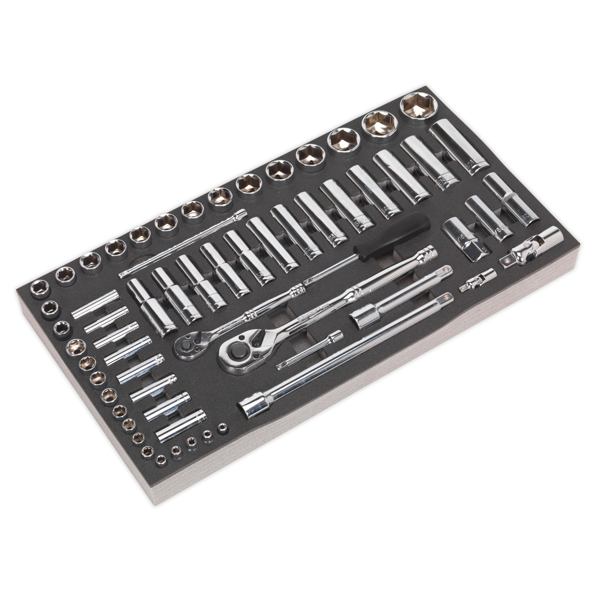 Siegen Socket Set with Tool Tray 1/4" & 1/2"Sq Drive 62pc