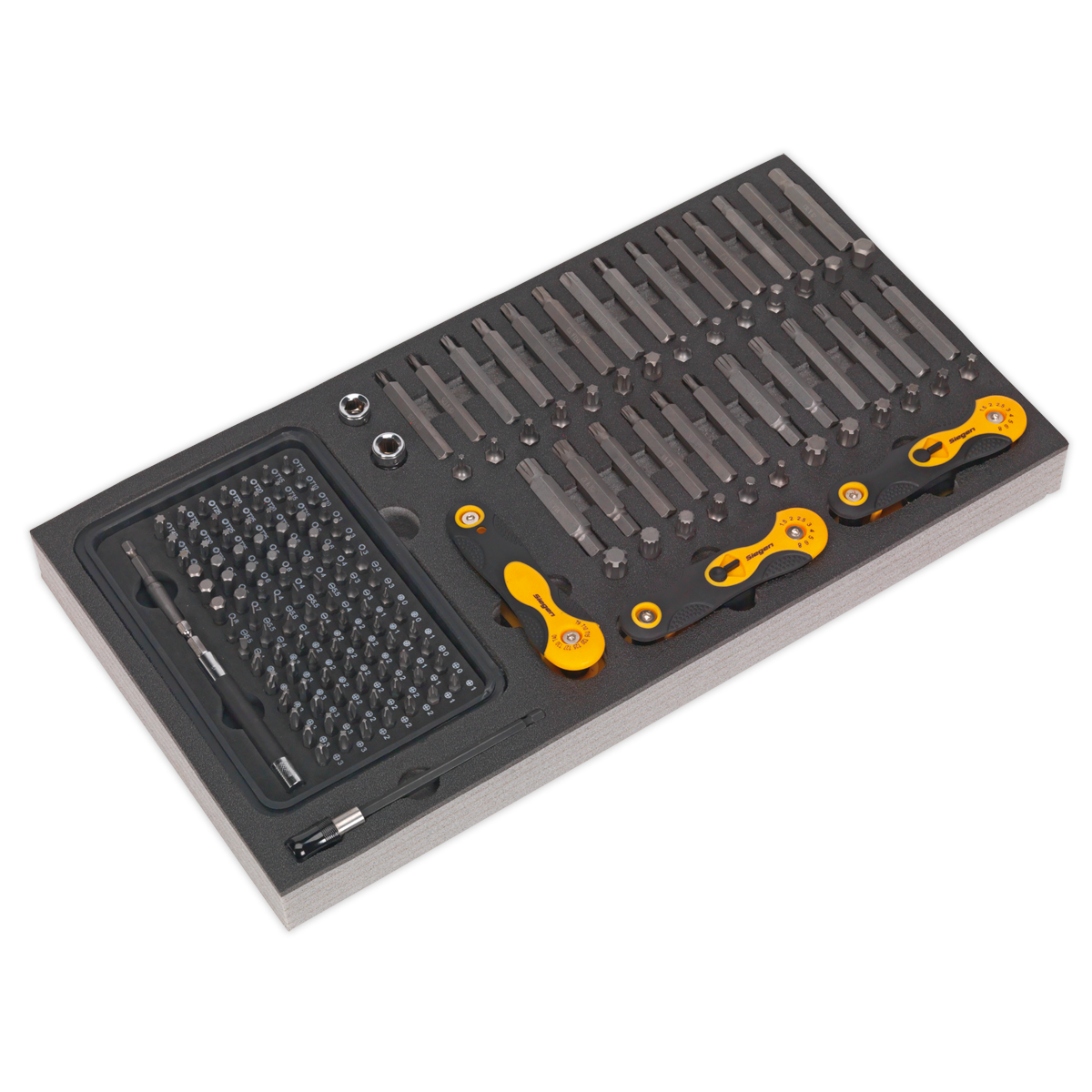 Siegen Specialised Bit Set & Folding Hex Keys with Tool Tray 192pc