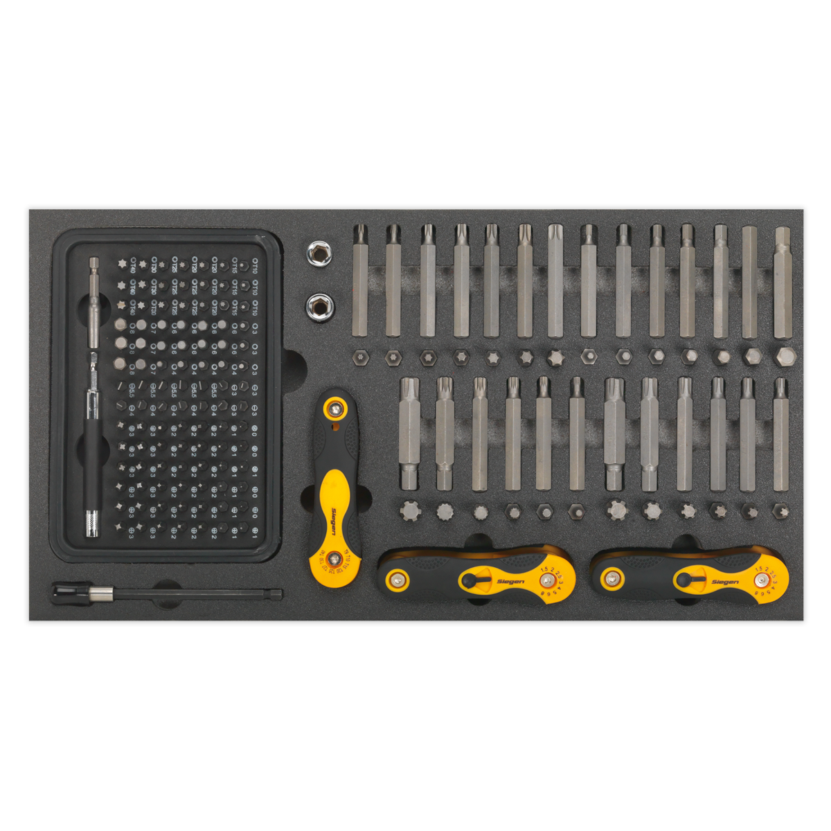 Siegen Specialised Bit Set & Folding Hex Keys with Tool Tray 192pc