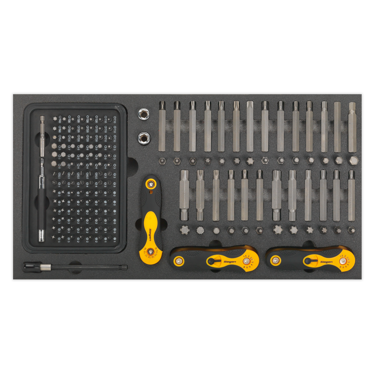 Siegen Specialised Bit Set & Folding Hex Keys with Tool Tray 192pc