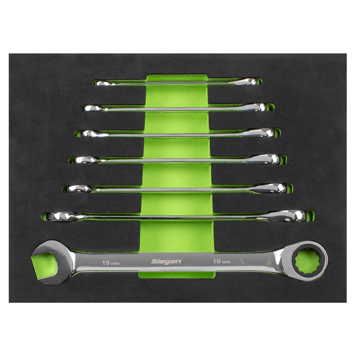Siegen Combination Ratchet Spanner Set with Tool Tray 7pc