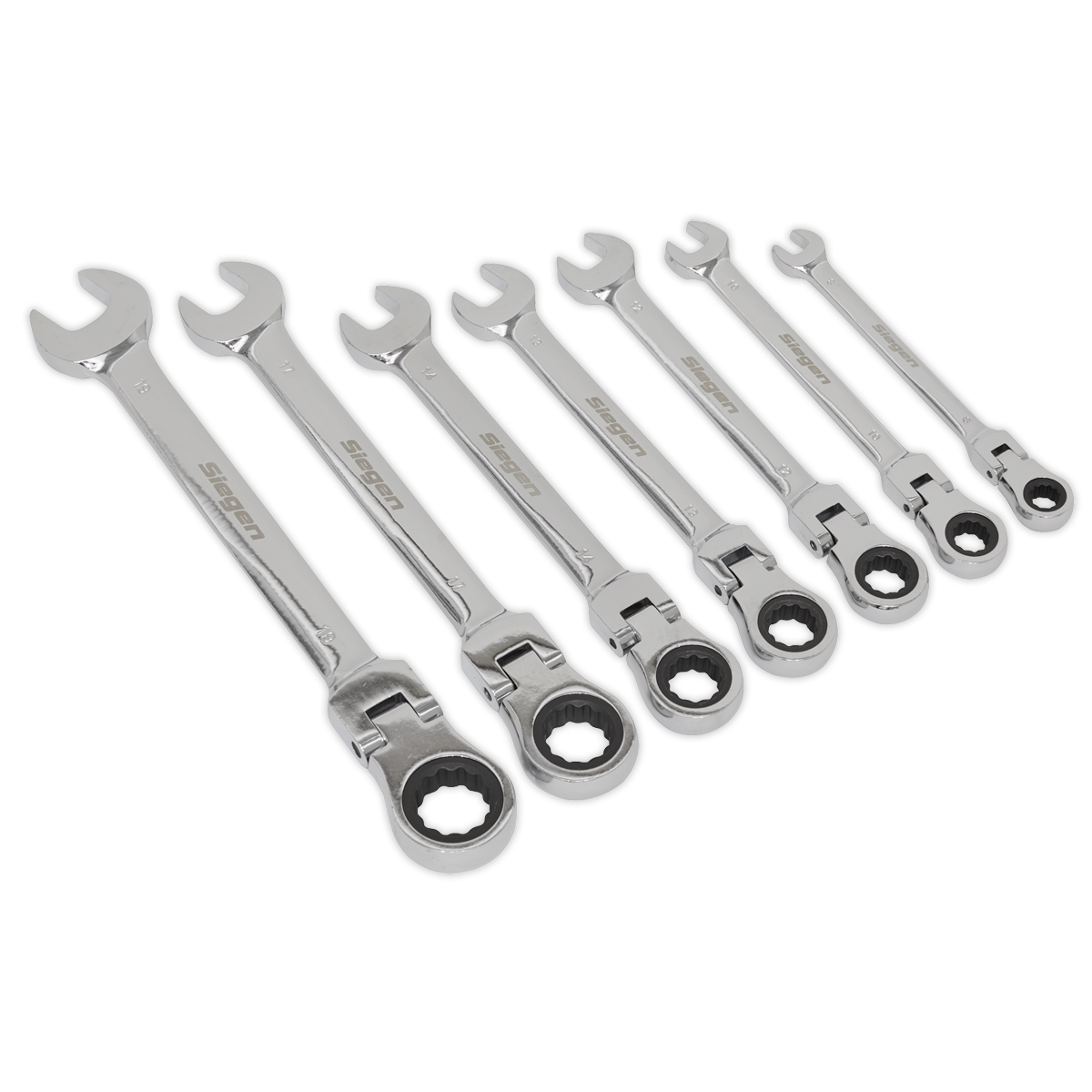 Siegen Flexi-Head Combination Ratchet Spanner Set 7pc