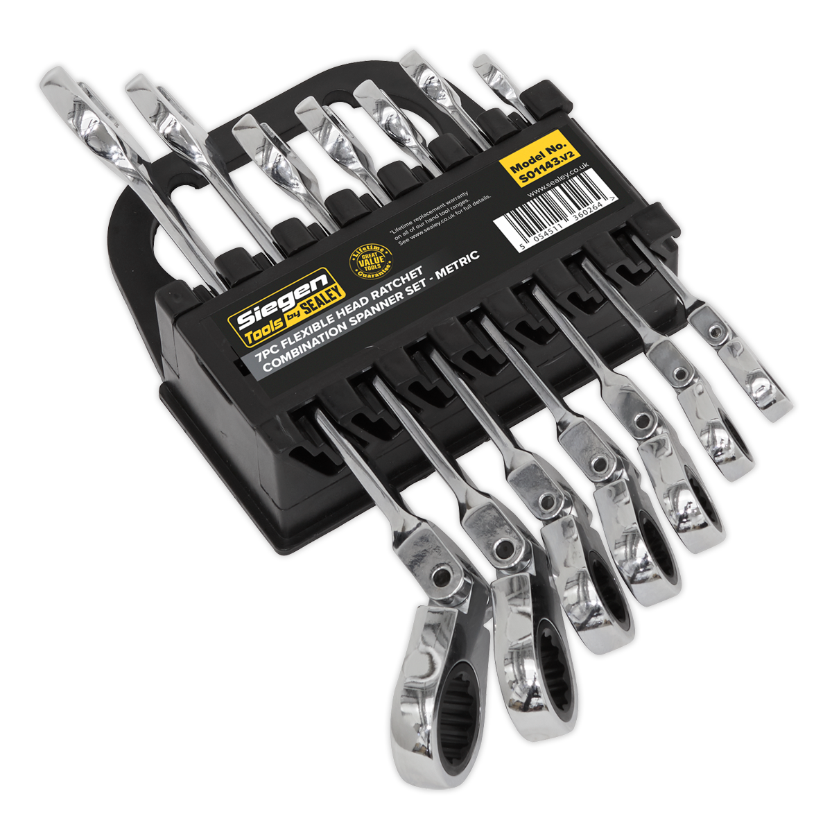 Siegen Flexi-Head Combination Ratchet Spanner Set 7pc