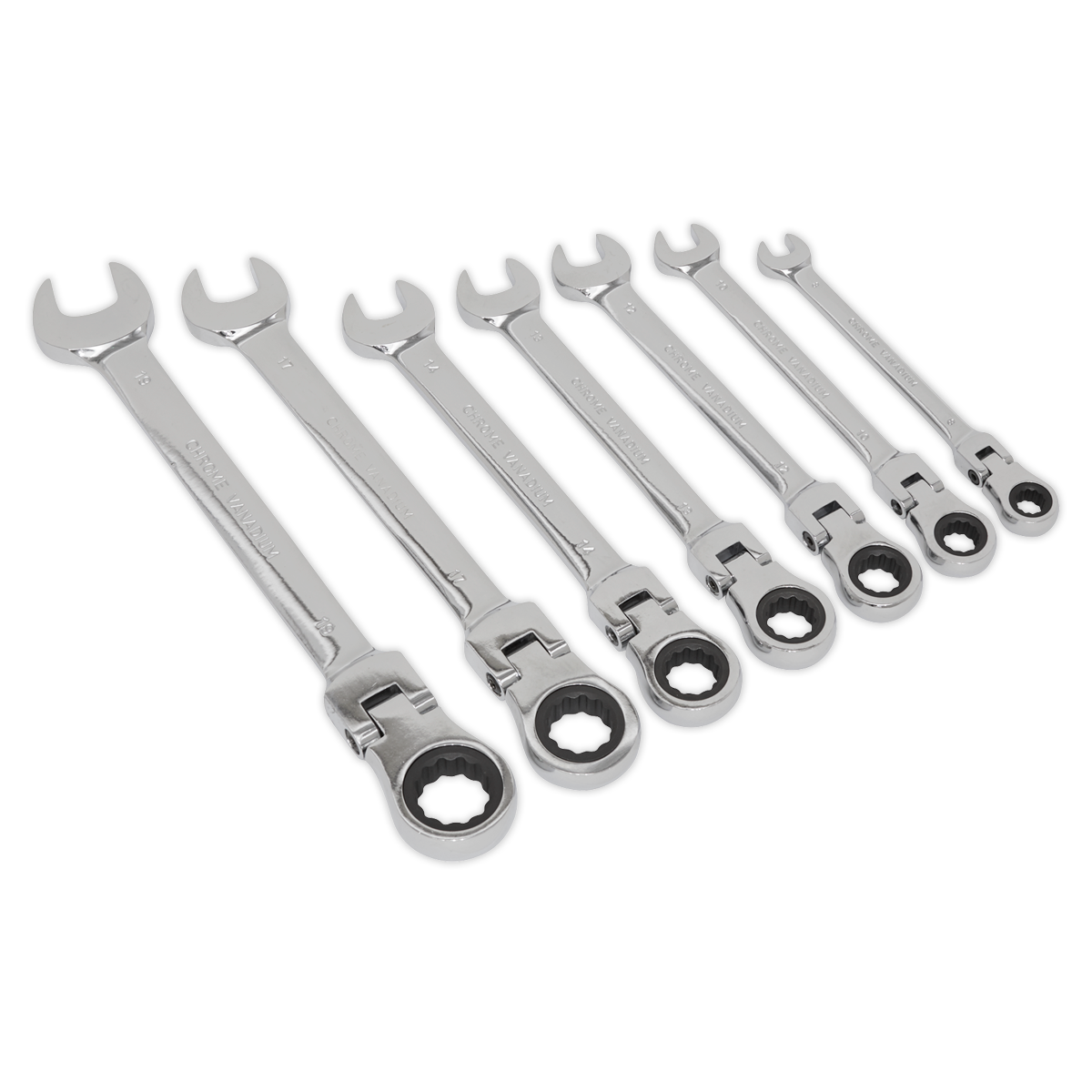 Siegen Flexi-Head Combination Ratchet Spanner Set 7pc