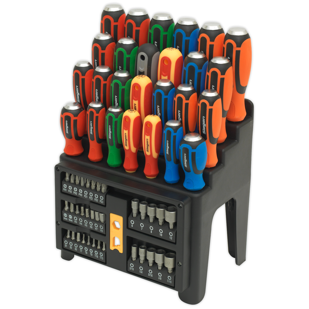 Siegen Hammer-Thru Screwdriver, Bit & Nut Driver Set 61pc