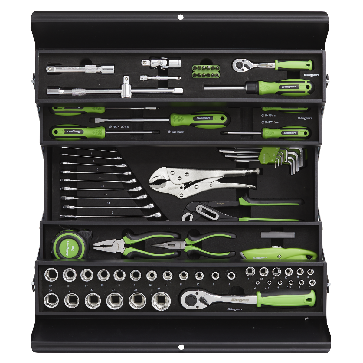 Siegen Cantilever Toolbox with Tool Kit 86pc