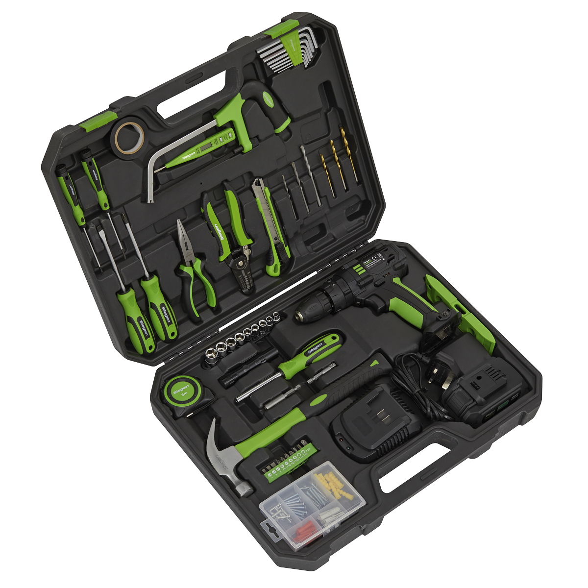Siegen Tool Kit with Cordless Drill 101pc