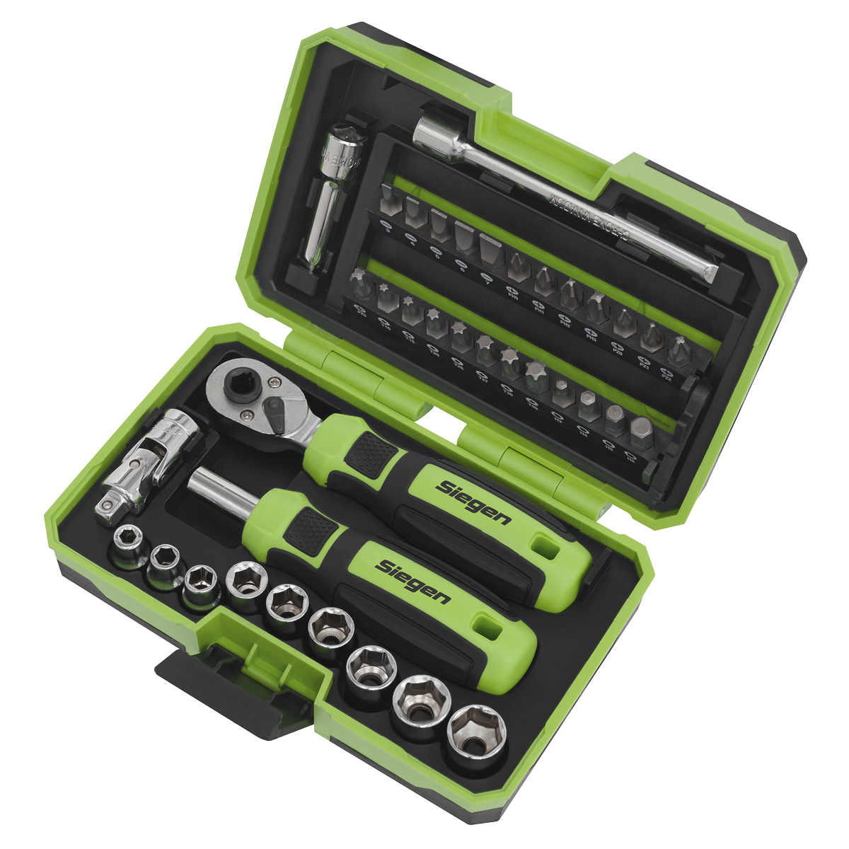 Siegen Socket & Bit Set 1/4"Sq Drive 38pc