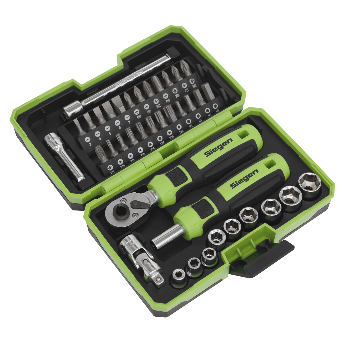 Siegen Socket & Bit Set 1/4"Sq Drive 38pc