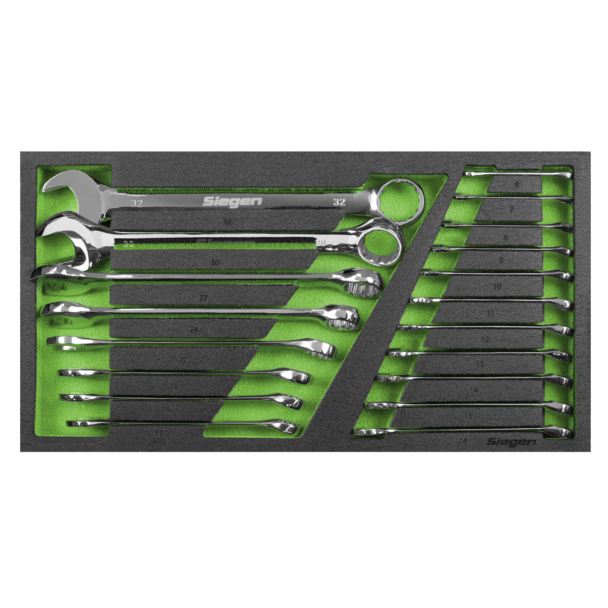 Siegen Combination Spanner Set with Tool Tray 19pc