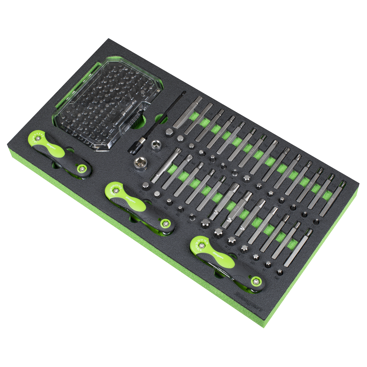 Siegen Specialised Bit Set & Folding Hex Keys with Tool Tray 170pc