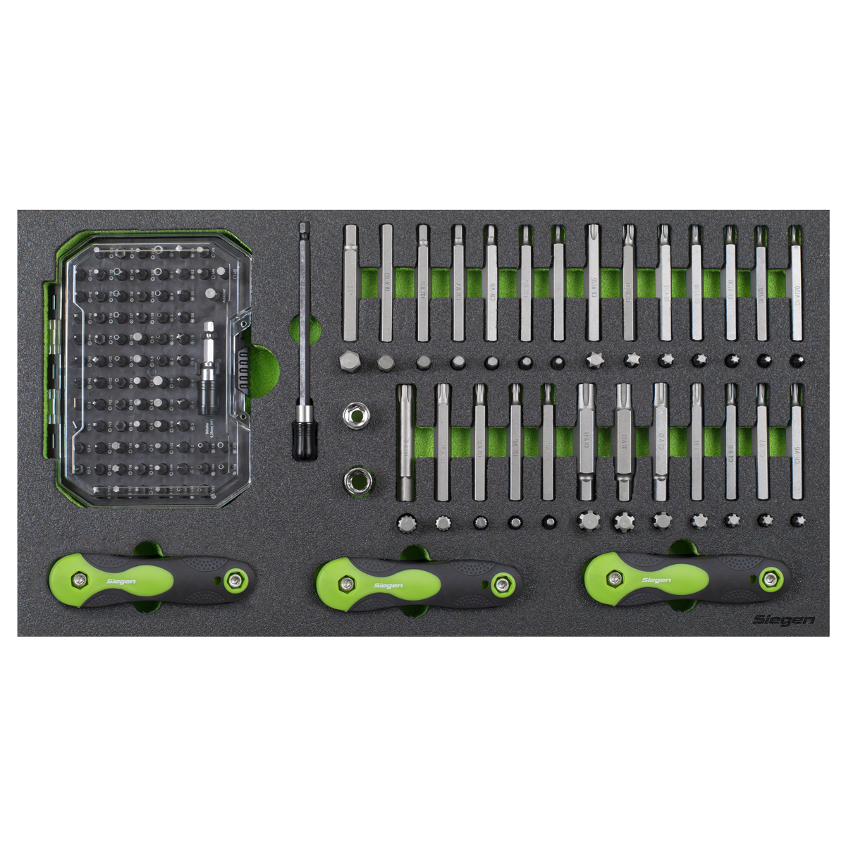 Siegen Specialised Bit Set & Folding Hex Keys with Tool Tray 170pc