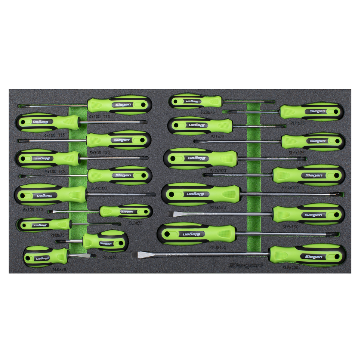 Siegen Screwdriver Set with Tool Tray 20pc