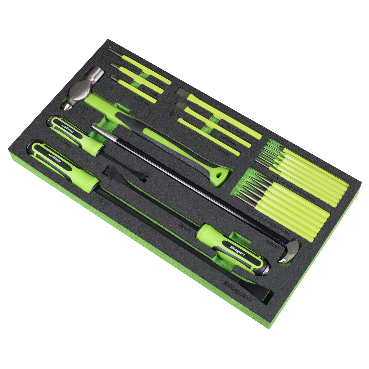 Siegen Pry Bar, Hammer & Punch Set with Tool Tray 23pc