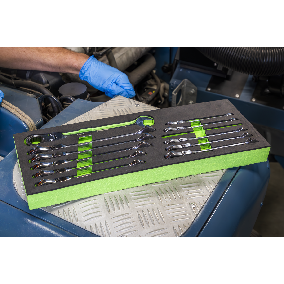 Siegen Flexi-Head Ratchet Combination Spanner Set 12pc