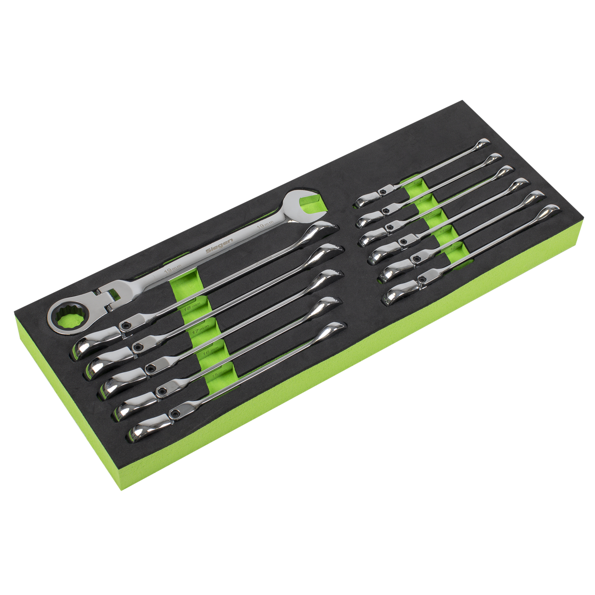 Siegen Flexi-Head Ratchet Combination Spanner Set 12pc