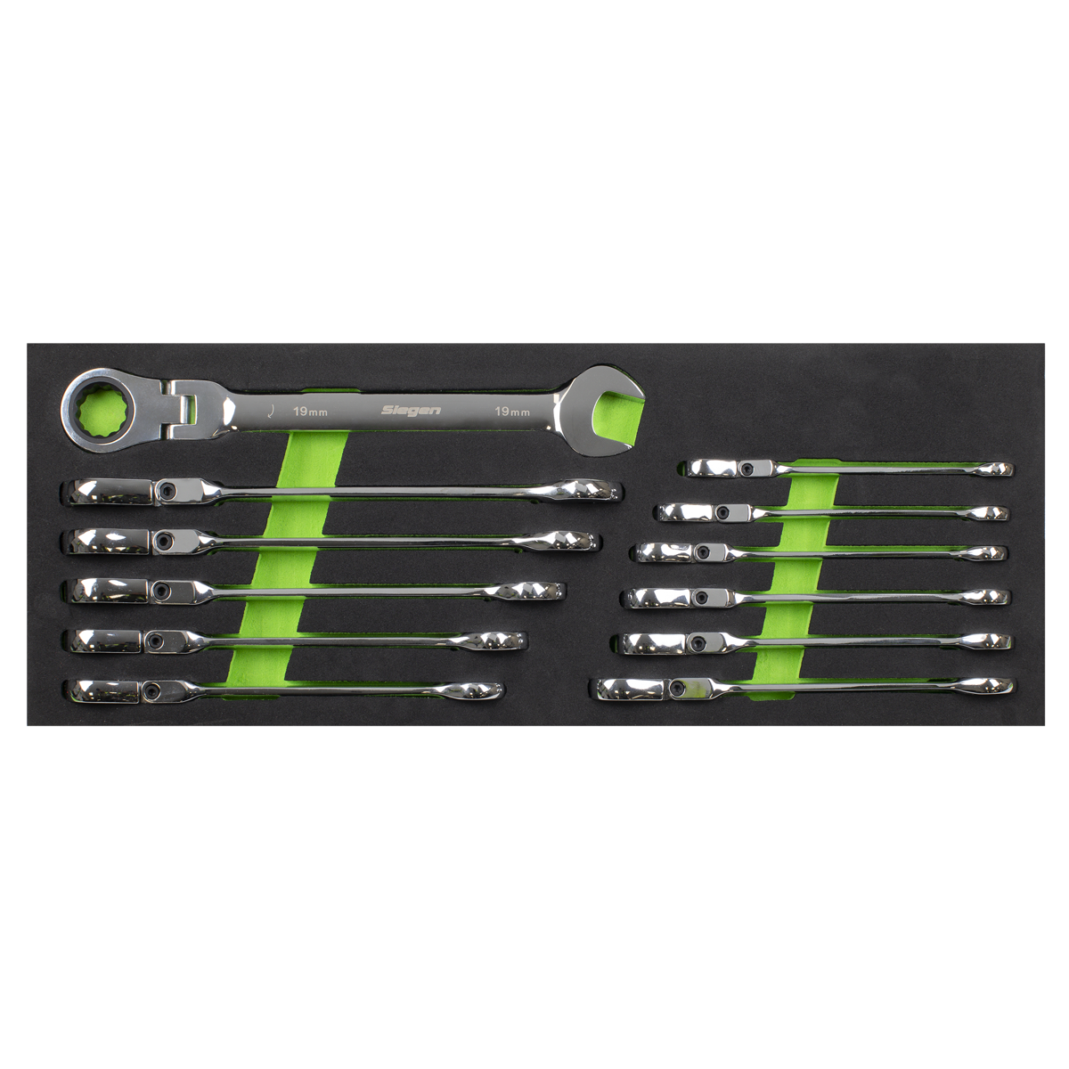 Siegen Flexi-Head Ratchet Combination Spanner Set 12pc