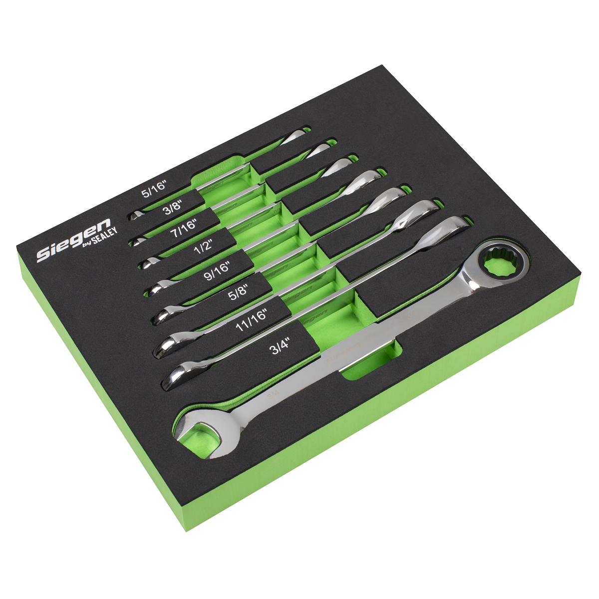 Combination Ratchet Spanner Set in EVA Foam Tray 8pc - Imperial