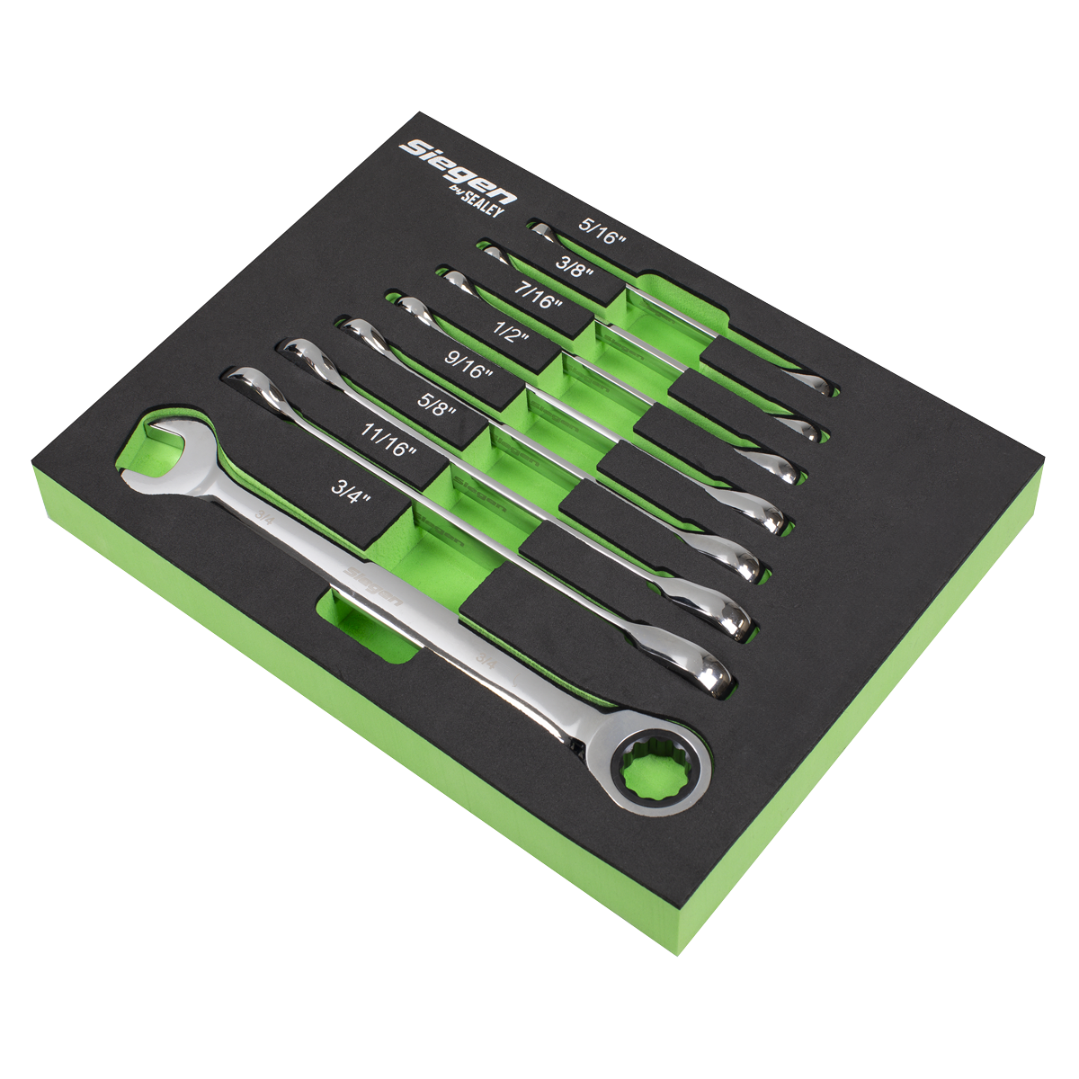 Combination Ratchet Spanner Set in EVA Foam Tray 8pc - Imperial