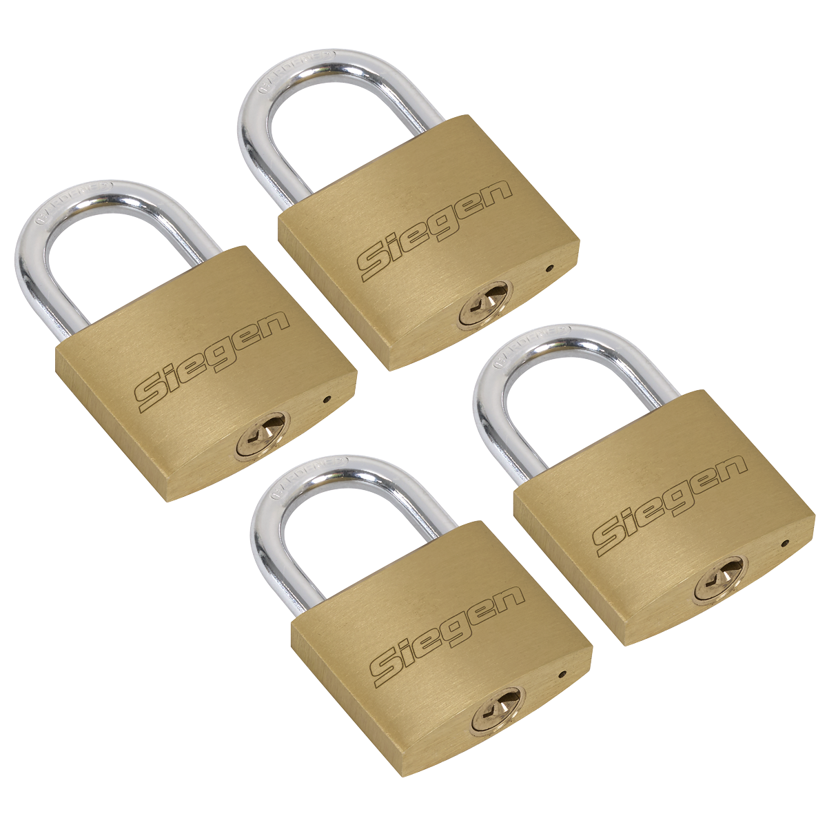 Siegen Brass Body Padlock with Brass Cylinder Keyed Alike - Pack of 4