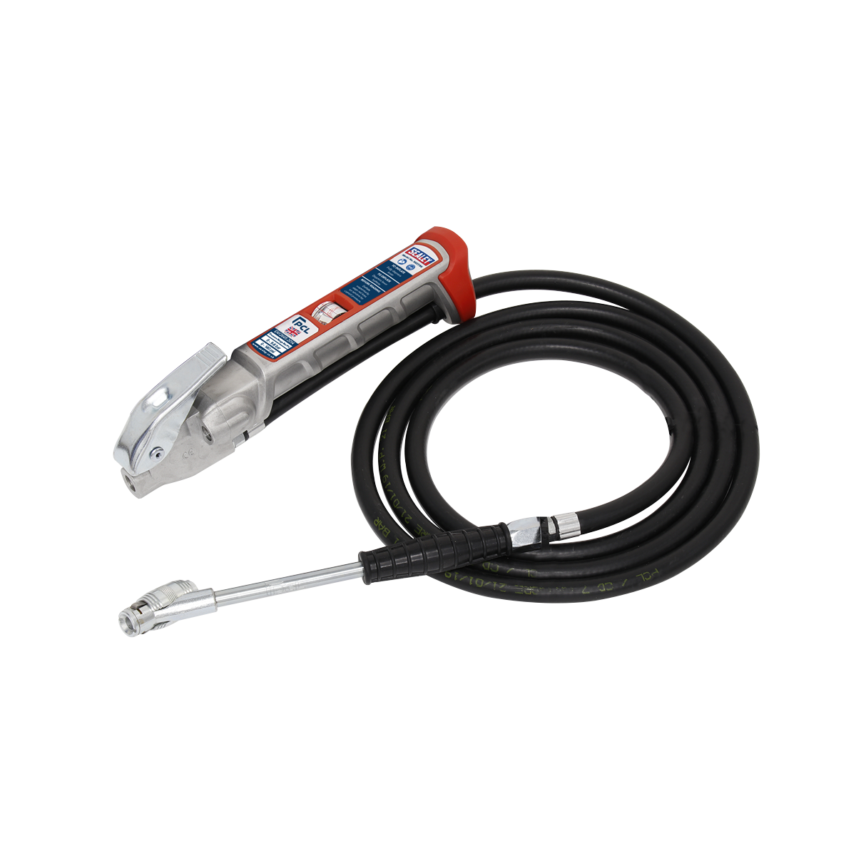 PCL Tyre Inflator with 2.5m Hose & Twin Clip-On Connector