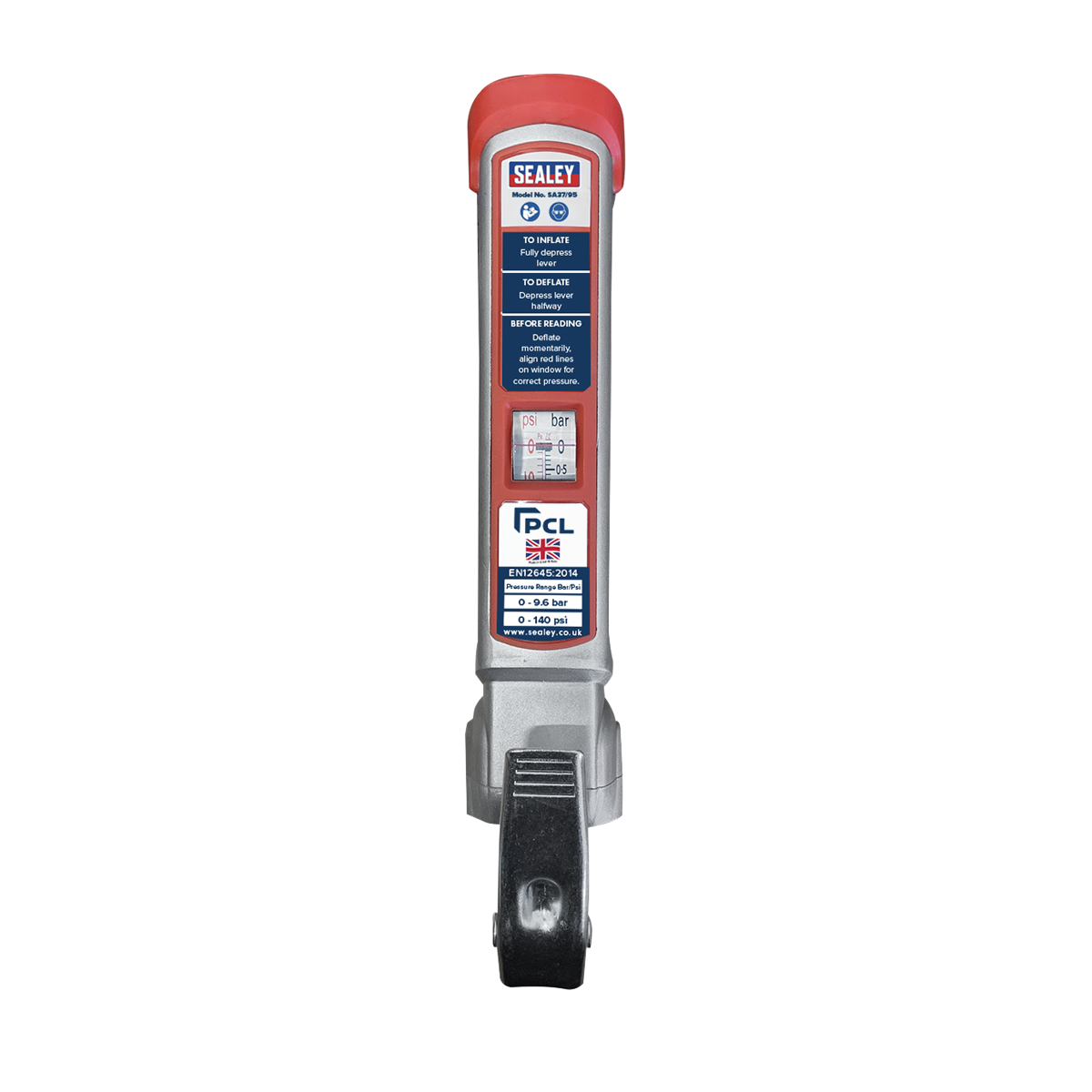 PCL Tyre Inflator with 2.5m Hose & Twin Clip-On Connector
