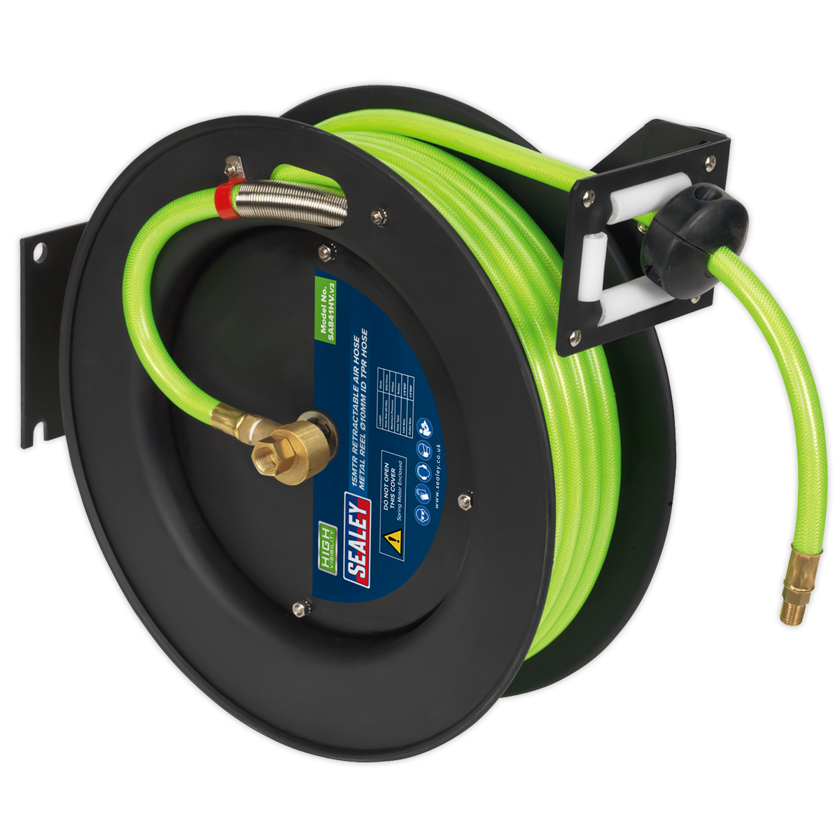 15m Retractable High-Visibility TPR Air Hose with Metal Reel 10mm ID