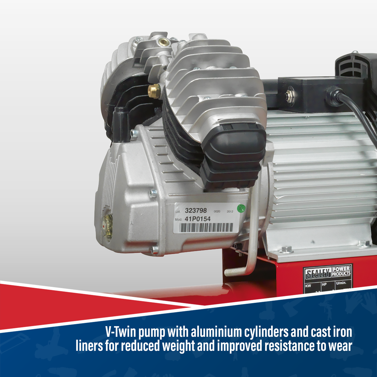 50L V-Twin Direct Drive Air Compressor 3hp