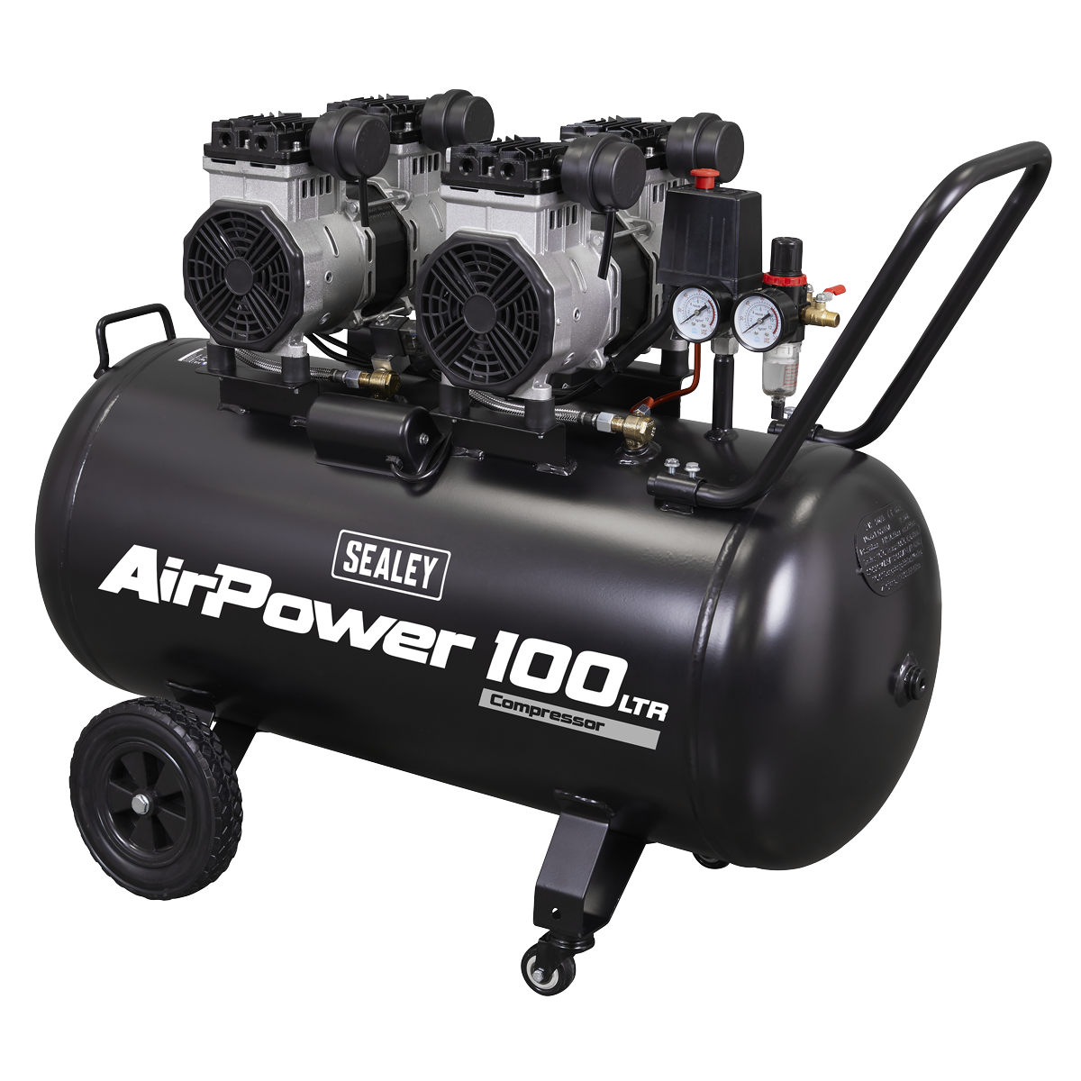 100L Oil Free Low Noise Direct Drive Air Compressor 2 x 2hp