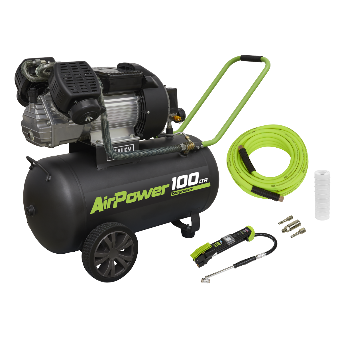 100L Direct Drive V-Twin Air Compressor 3hp with Air Accessory Kit