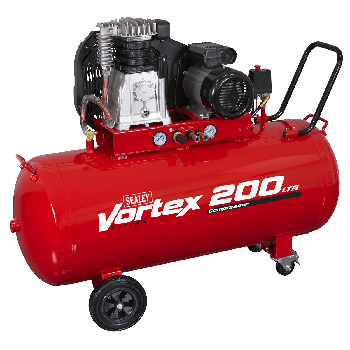 200L Belt Drive Air Compressor with Cast Cylinders & Wheels 3.5hp