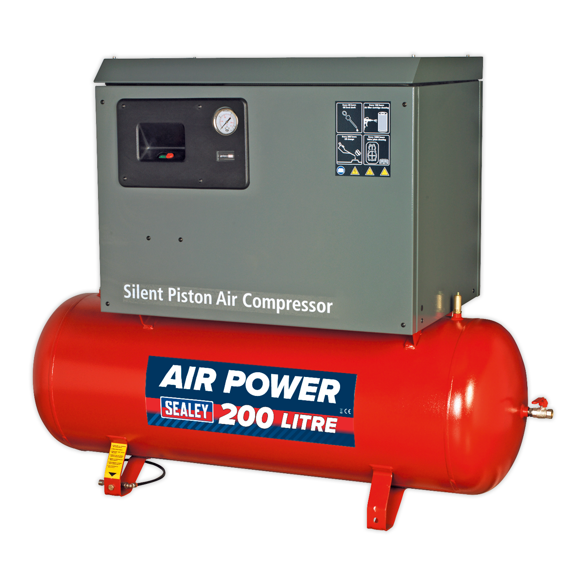 200L Low Noise Belt Drive Air Compressor with Cast Cylinders 3hp