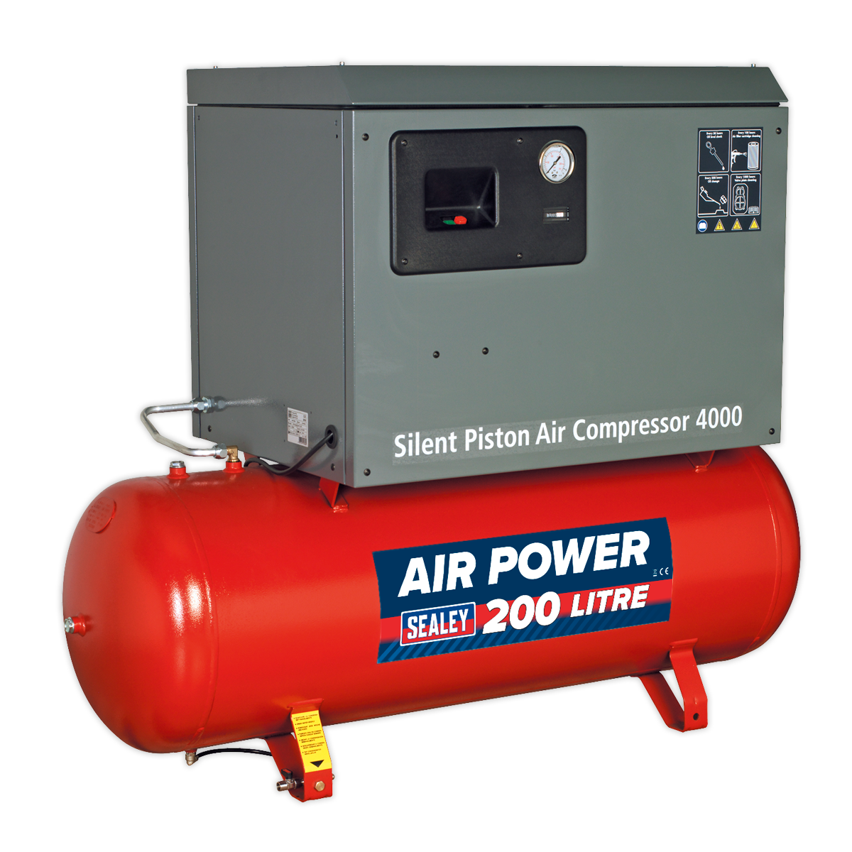200L Low Noise Belt Drive Air Compressor with Cast Cylinders 3hp