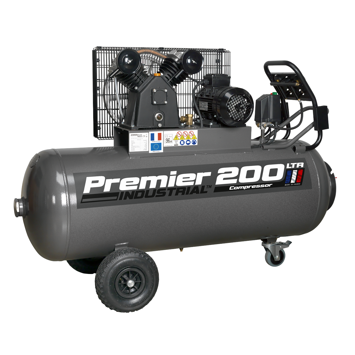 Premier 200L Belt Drive Air Compressor with Front Control Panel 3hp 415V 3ph