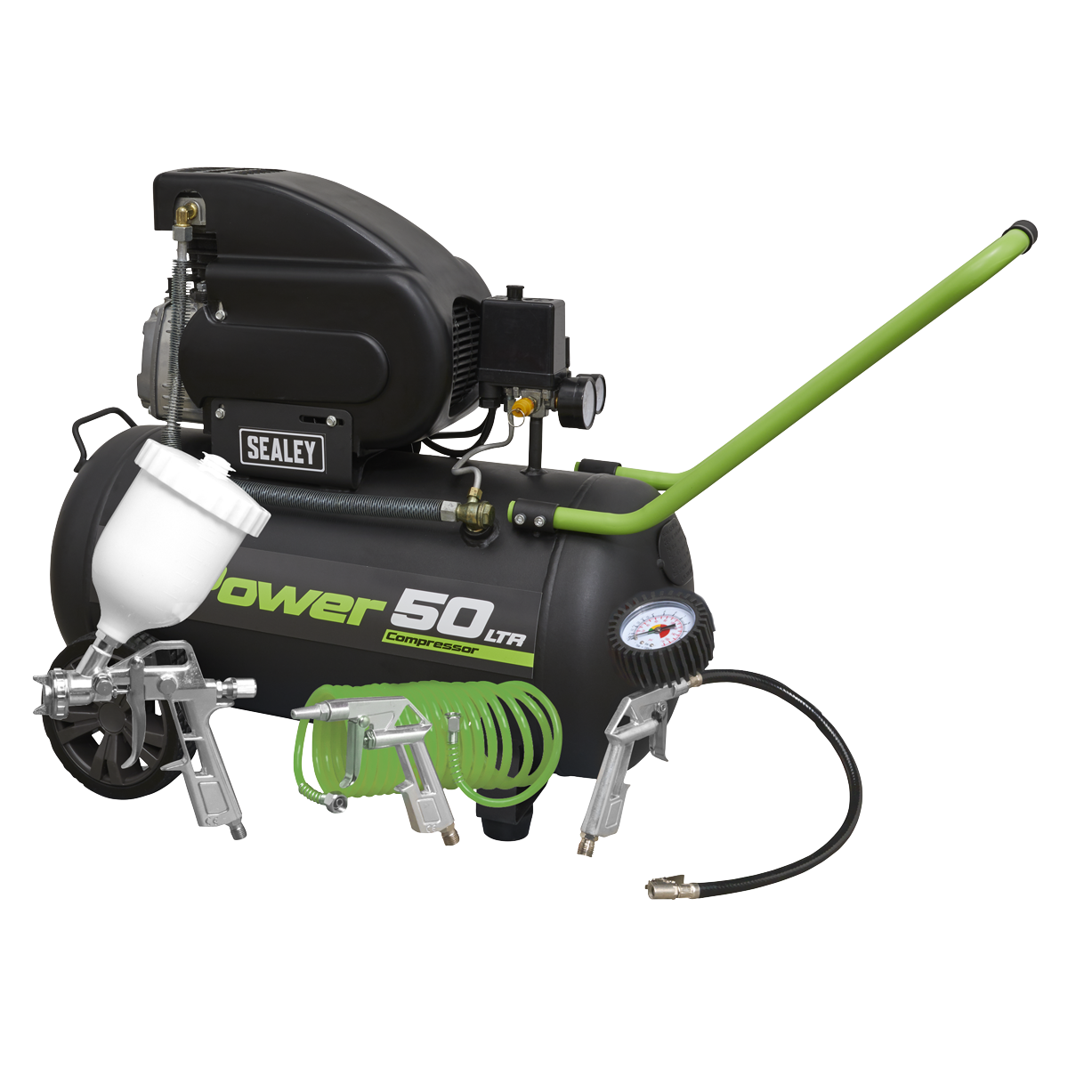 50L Direct Drive Air Compressor 2hp with 4pc Air Accessory Kit
