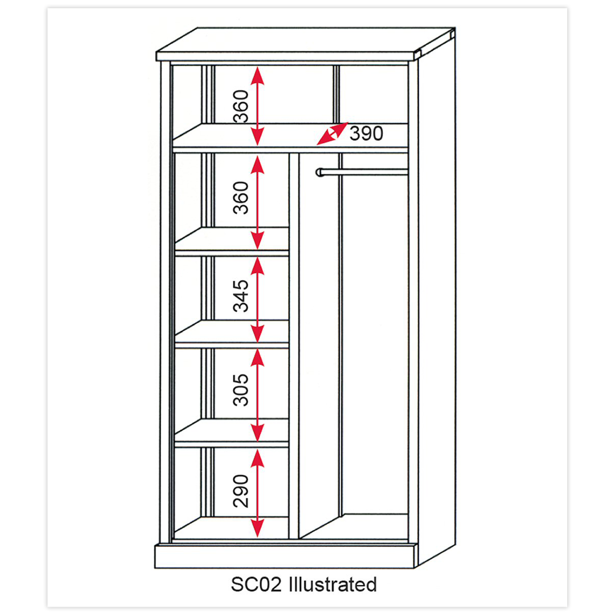 Floor Cabinet 2 Door 4 Shelf & Hanging Rail