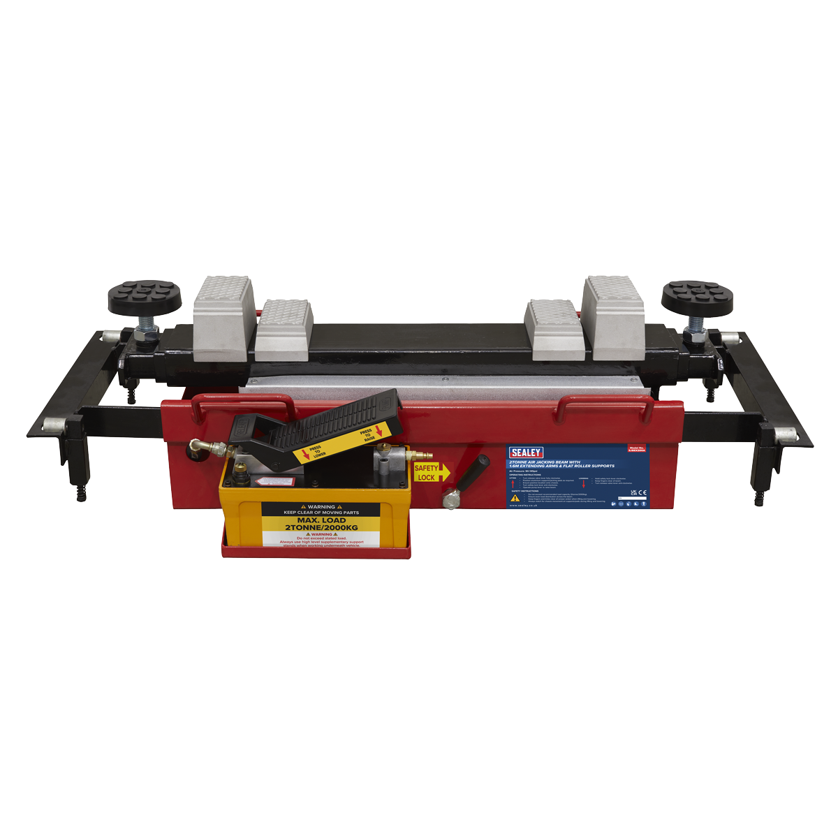 Air Jacking Beam 2 Tonne with Arm Extenders & Flat Roller Supports