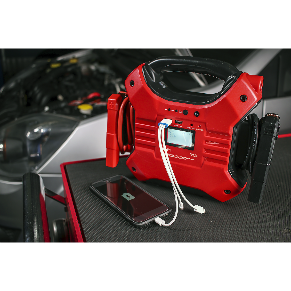 12/24V Jump Starter Power Pack Lithium-ion Phosphate (LiFePo4) 1200/600 Peak Amps