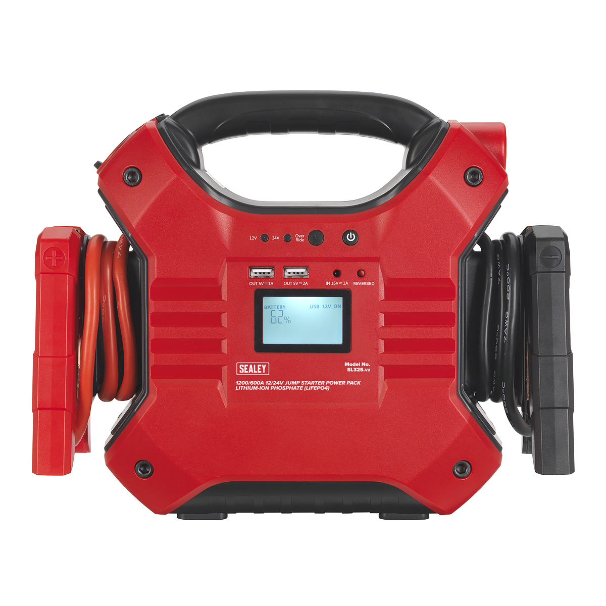 12/24V Jump Starter Power Pack Lithium-ion Phosphate (LiFePo4) 1200/600 Peak Amps