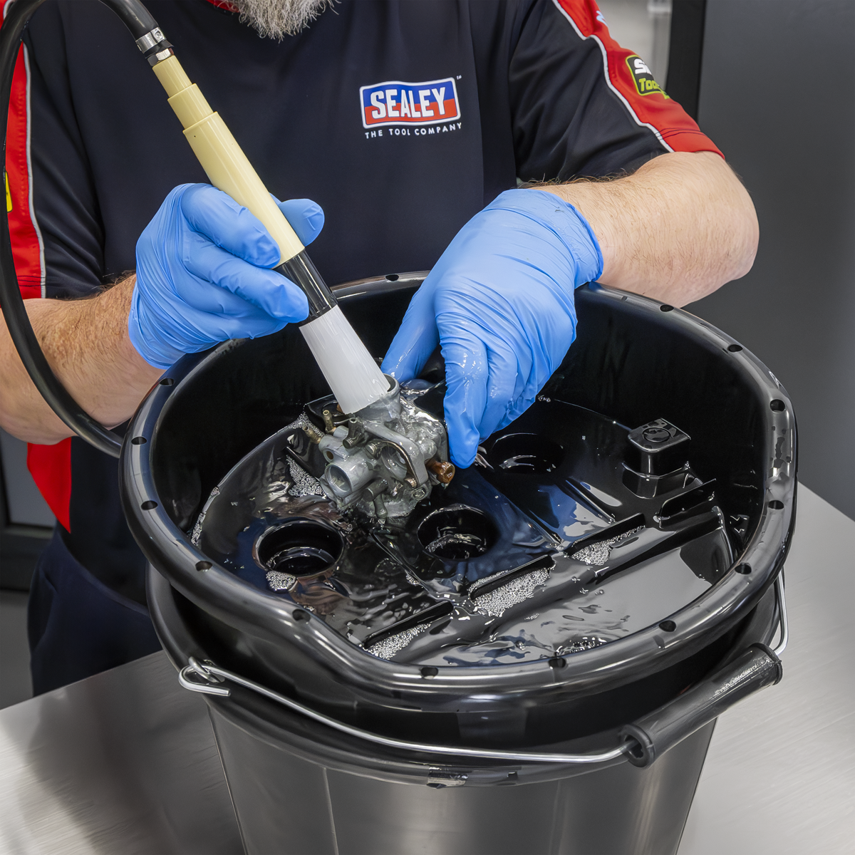 Portable Parts Washer Bucket with Brush 14L