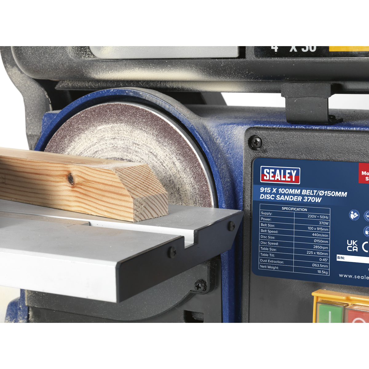 915 x 100mm Belt/150mm Disc Sander 370W/230V