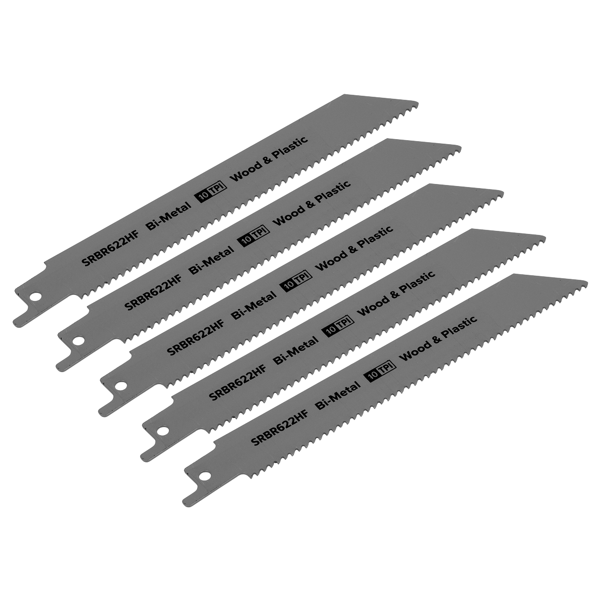 Reciprocating Saw Blade for Wood & Plastics 150mm 10tpi - Pack of 5