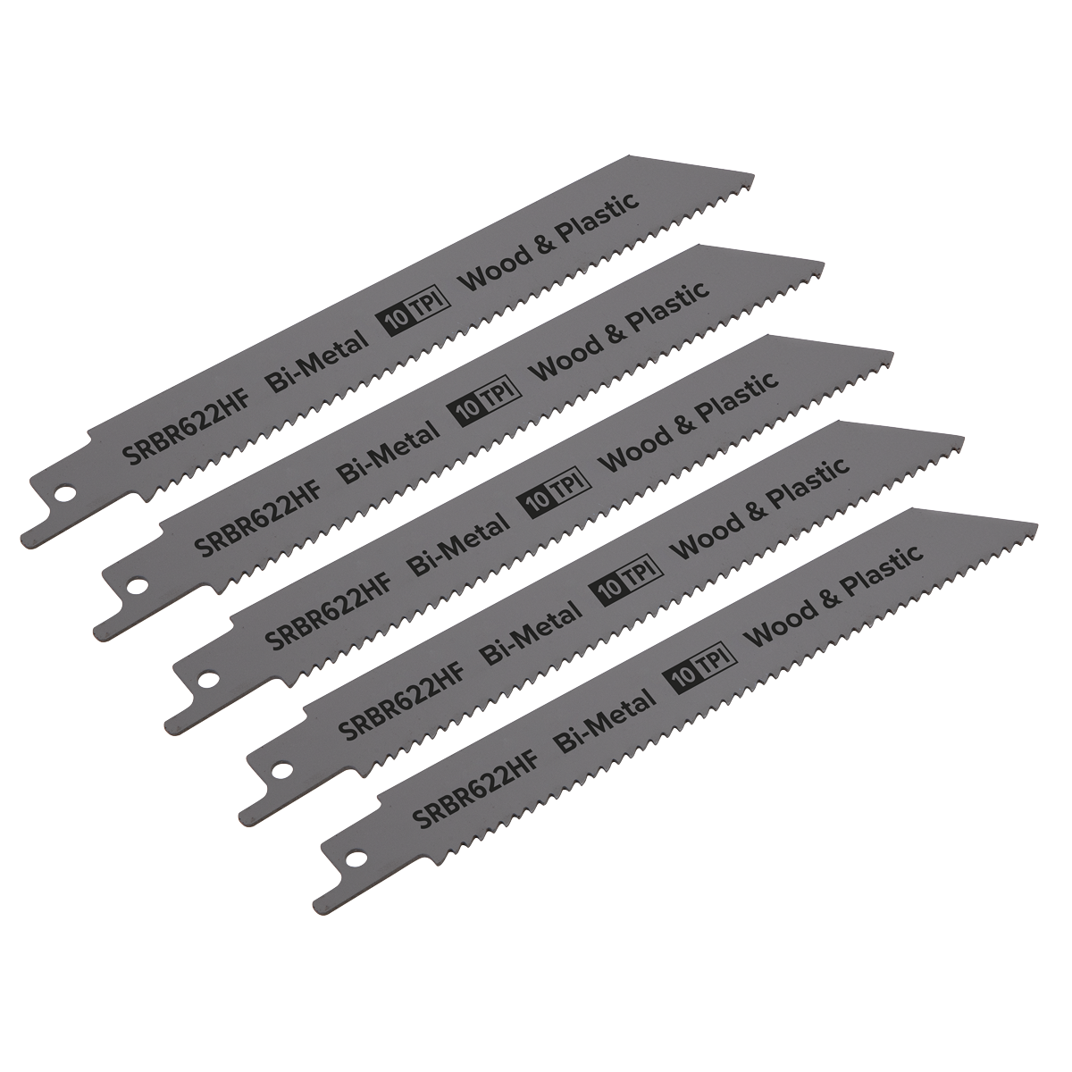 Reciprocating Saw Blade for Wood & Plastics 150mm 10tpi - Pack of 5