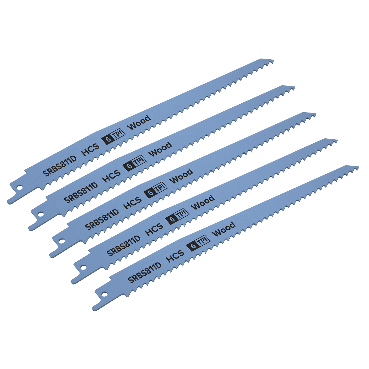 Reciprocating Saw Blade for Clean Wood 200mm 6tpi - Pack of 5