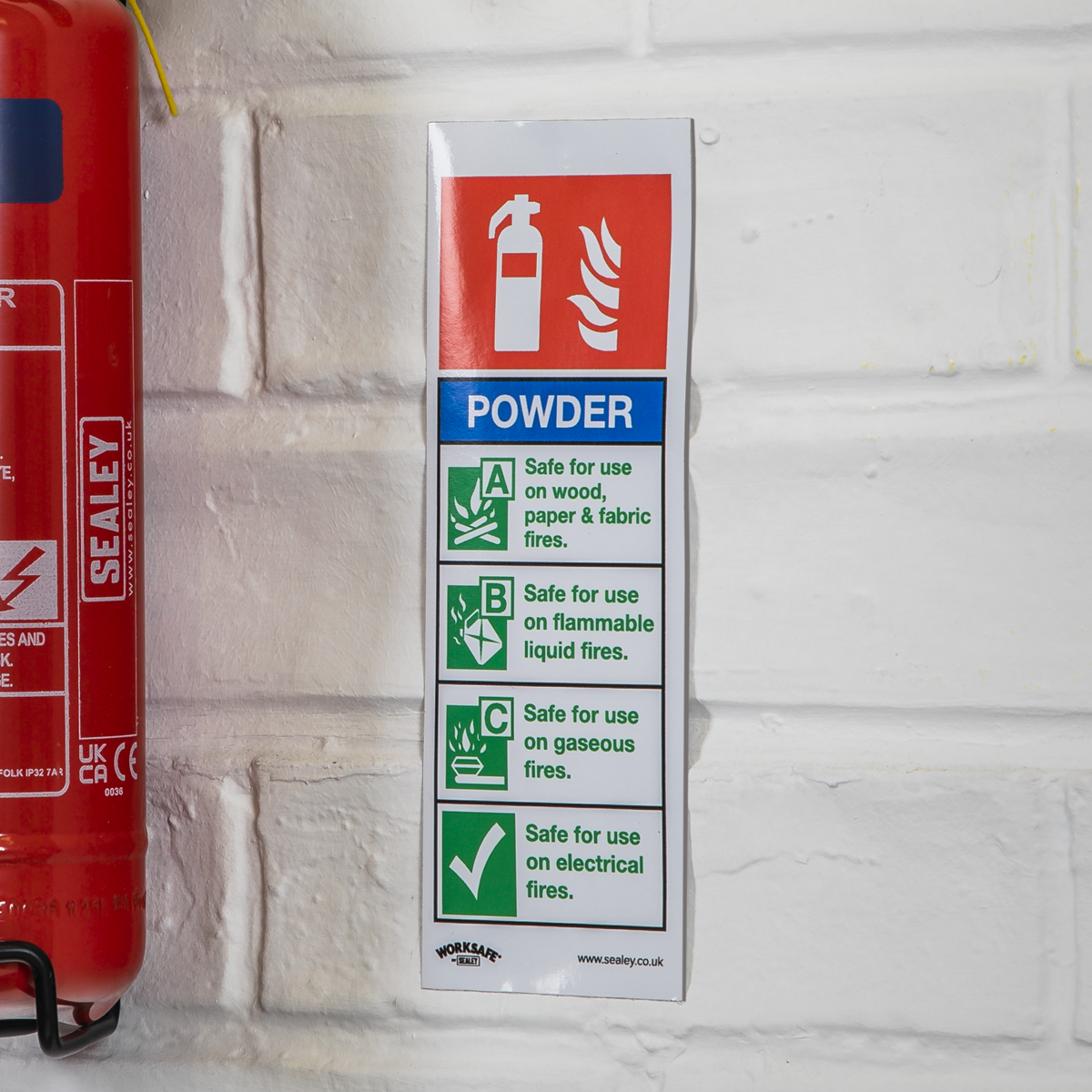 Worksafe® Powder Fire Extinguisher Safety Sign - Rigid Plastic