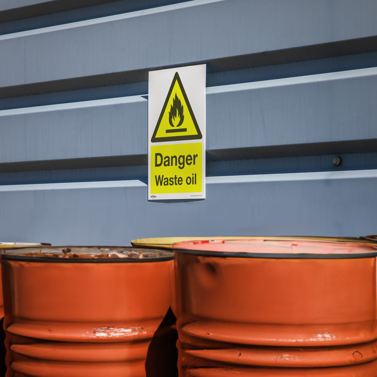 Worksafe® Danger Waste Oil Safety Sign - Self-Adhesive Vinyl