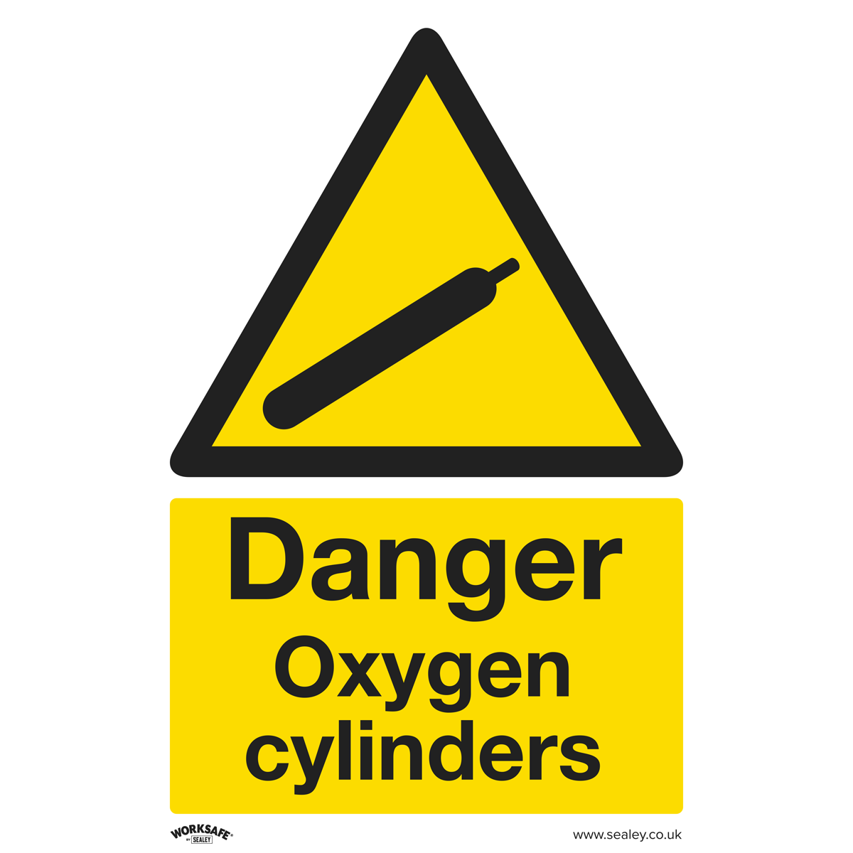 Worksafe® Danger Oxygen Cylinders Safety Sign - Rigid Plastic