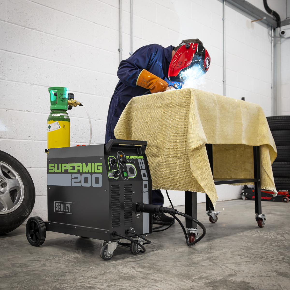 Professional Gas/Gasless MIG Welder with Binzel® Euro Torch 200A 230V